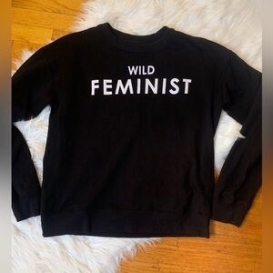 Wildfang Black Sweatshirt with White 'WILD FEMINIST' Graphic